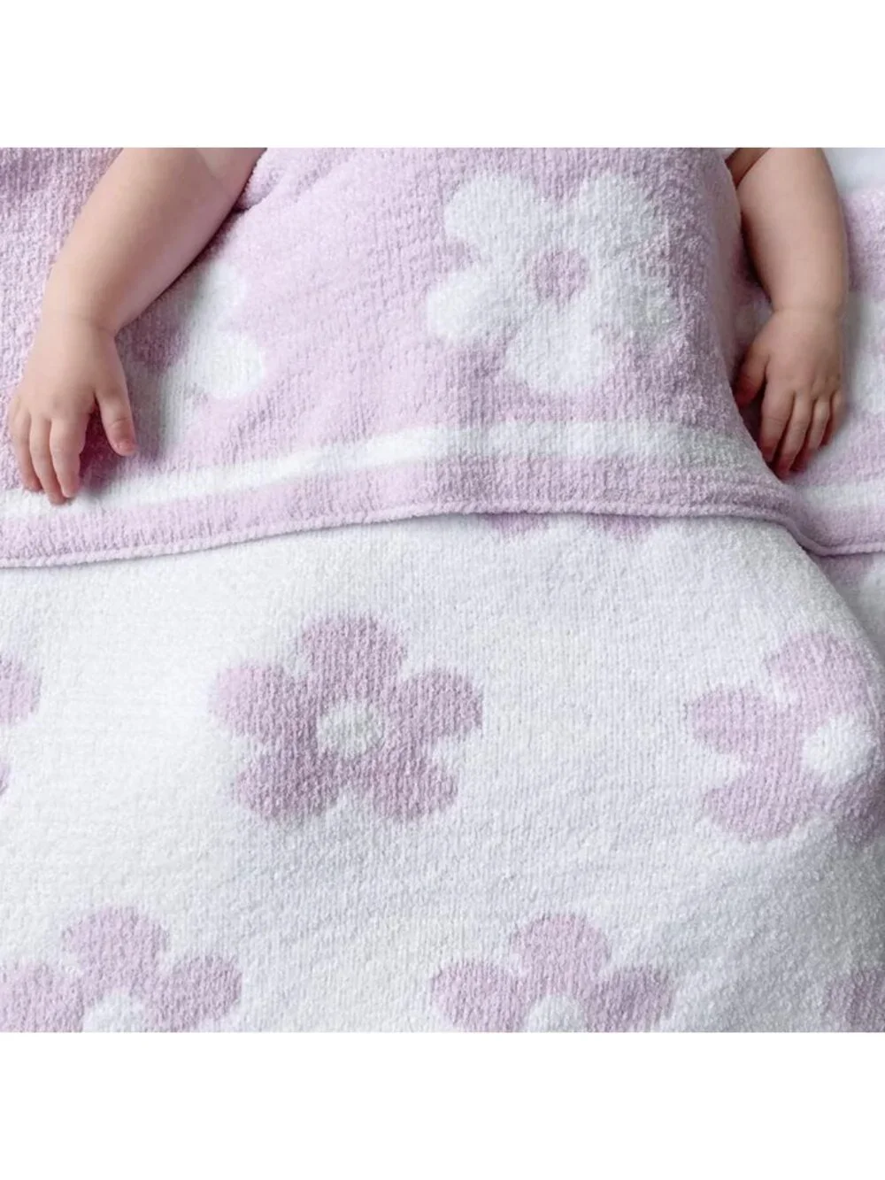 Cozy Reversible Purple Flower Chenille Baby Blanket - Soft Infant Toddler